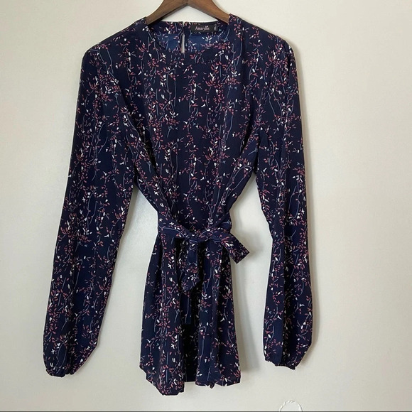 Floral Tunic Patterned Blouse Long Sleeve Top With Sash Size 1XL Tie Waist - Picture 11 of 11